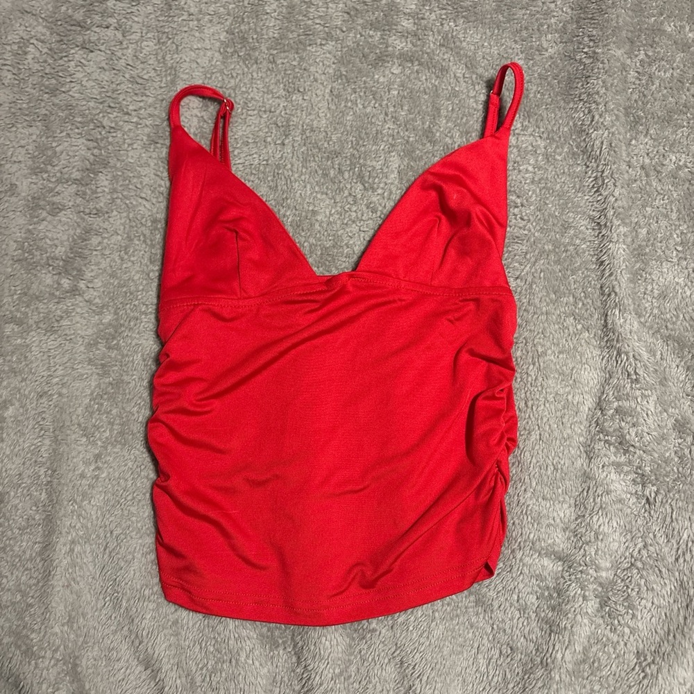 Red Ruched Camisole Top